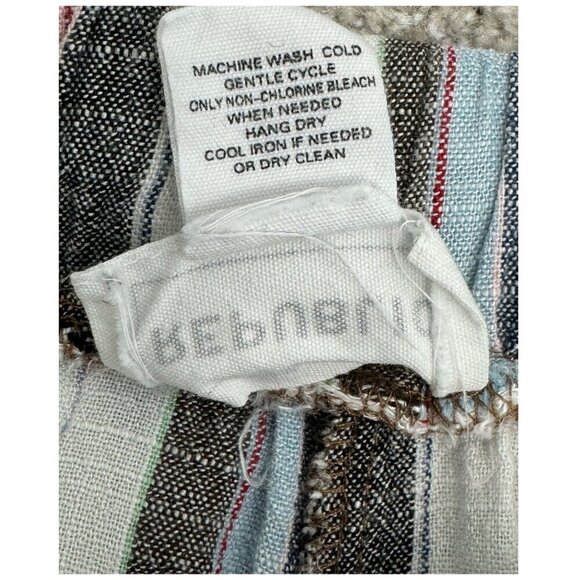 For the Republic Striped Linen-Blend Cropped Wide-Leg Pants Women's Size L - Picture 8 of 9